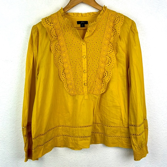 J. Crew Tops - Perfect J. Crew eyelet woven long sleeve 16